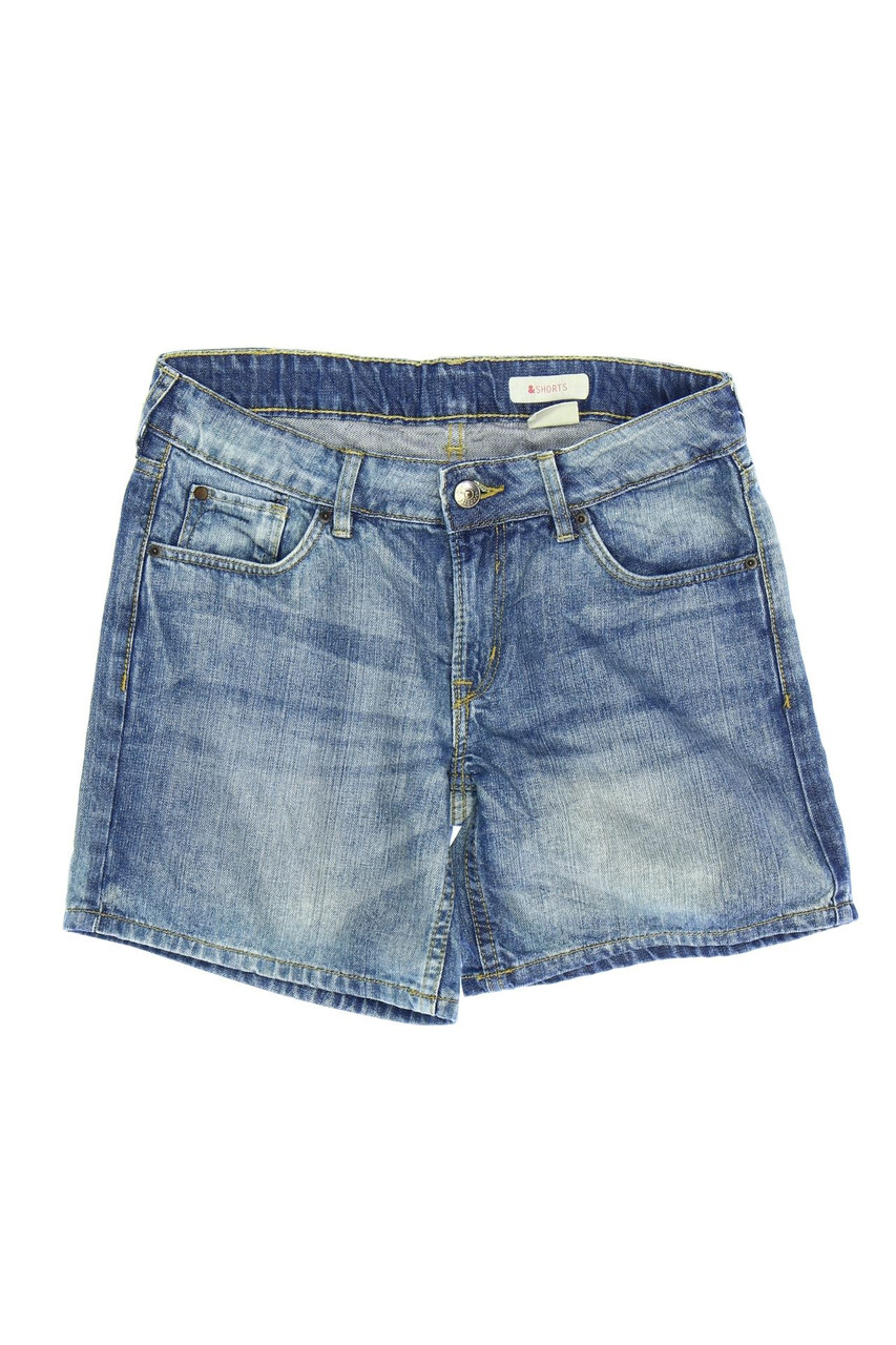 H&M &denim - Shorts im Used Look mit Logo-Badge - 152