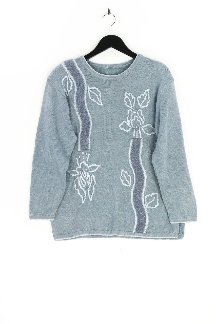 VINTAGE - Strick-Pullover mit floralem Muster - XL