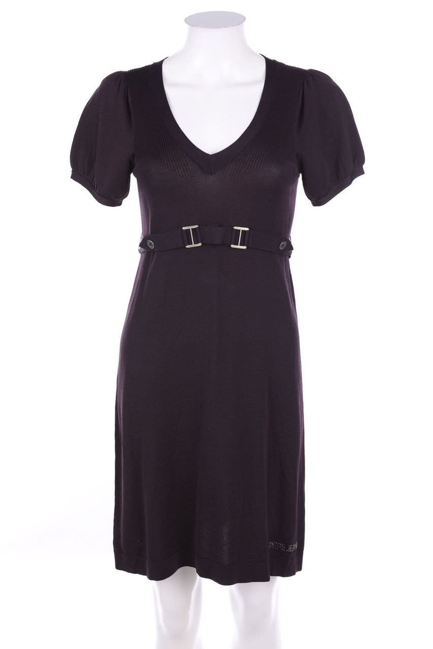 Pepe Jeans - Kurzarm-Strickkleid mit Strass-Logo - M