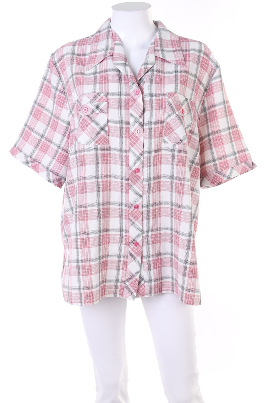 SECONDHAND - Hemd-Bluse mit kurzem Ärmel mit Leinen - XXL