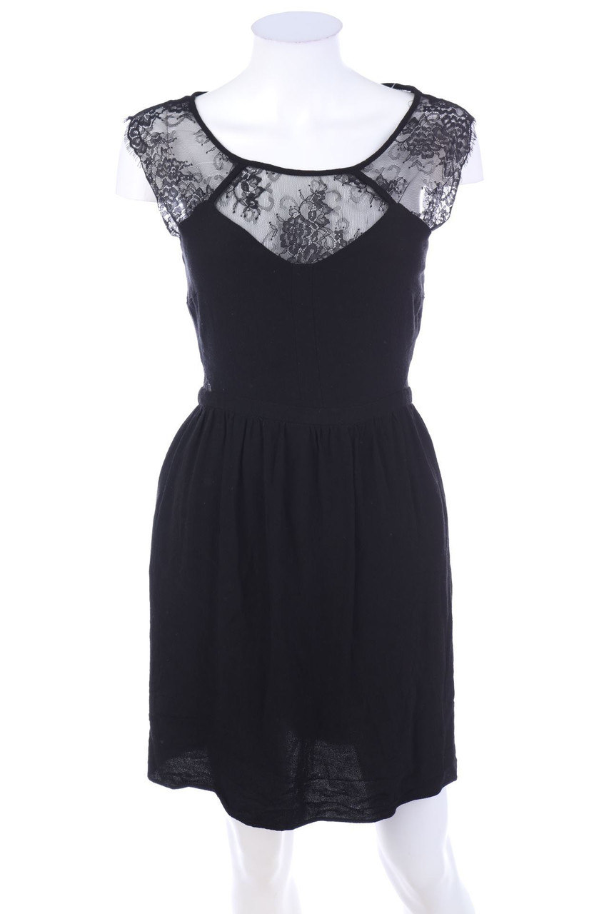 Ohne Label - Kleid aus Viskose-Mix mit Spitzen-Einsatz - S