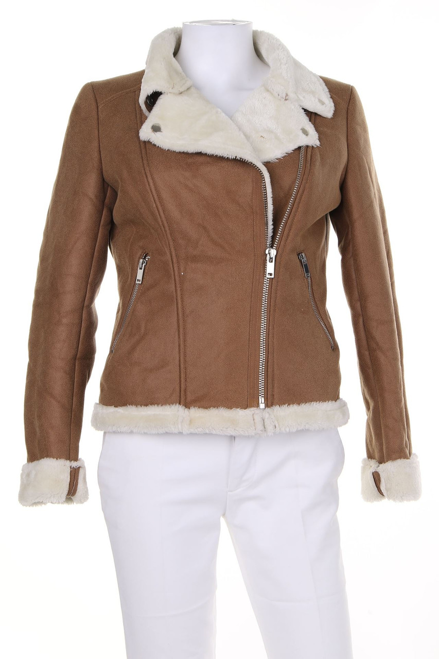 ATTENTIF - Kunstlederjacke mit Fake Fur-Besatz - D 38