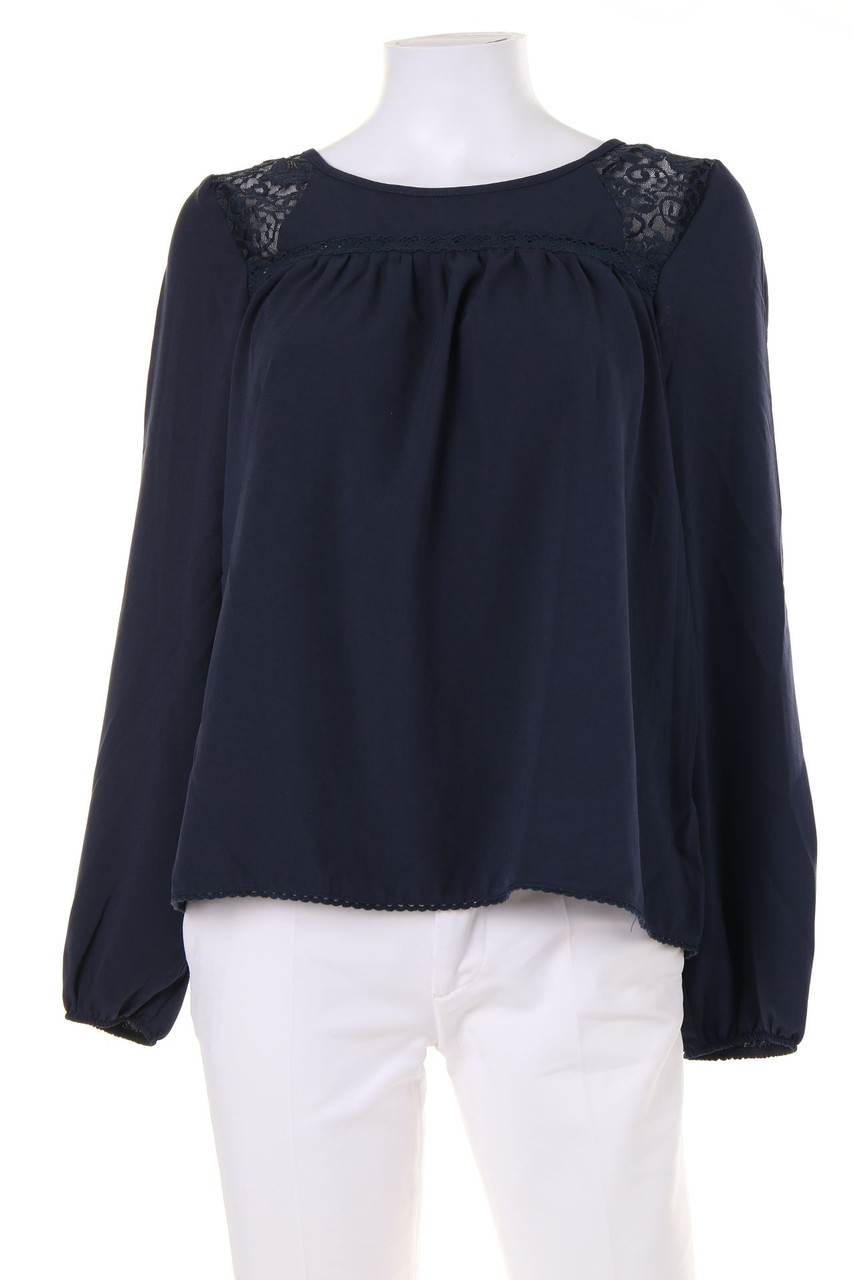 LADY BLUSH - Tunika-Bluse mit Spitzen-Einsatz - D 36