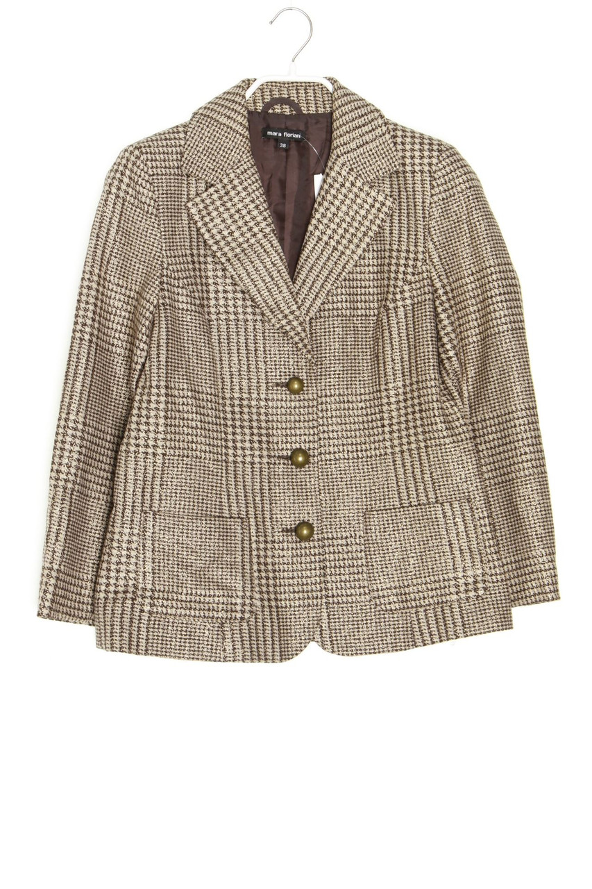 SECONDHAND - Glitzer-Blazer mit Wolle mit Karo-Muster - D 38
