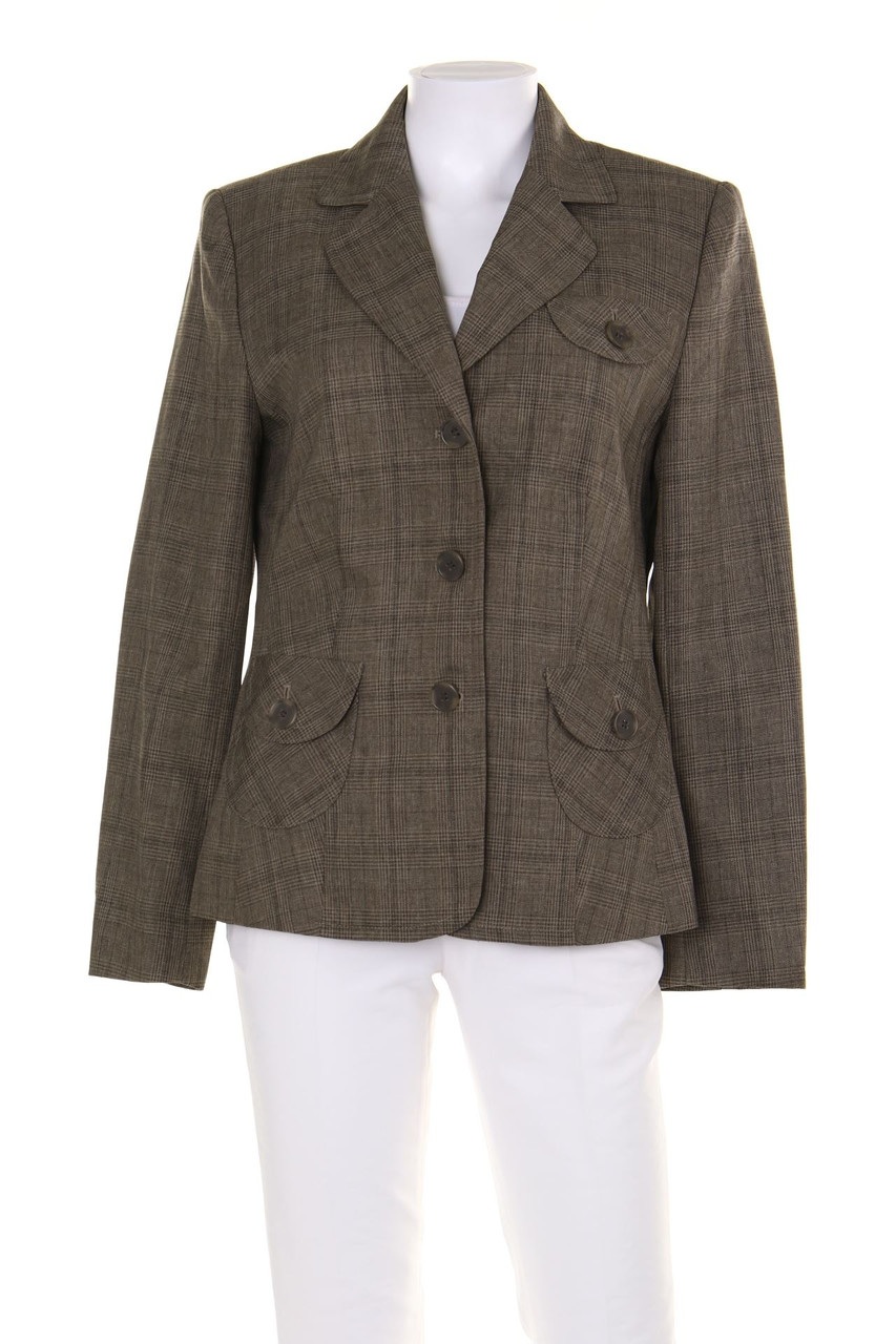 World of Basics - Blazer mit Karo-Muster mit aufgesetzten Taschen - D 38