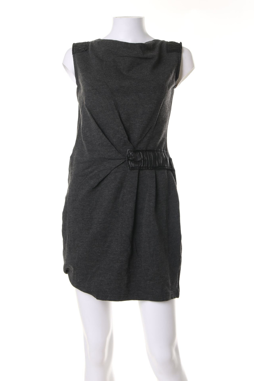 Please - Kleid in Wickel-Optik mit Kunstleder-Details - M