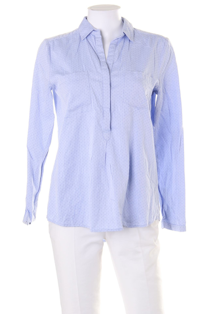 Ohne Label - Hemd-Bluse mit Muster mit Krempel-Ärmeln - D 38