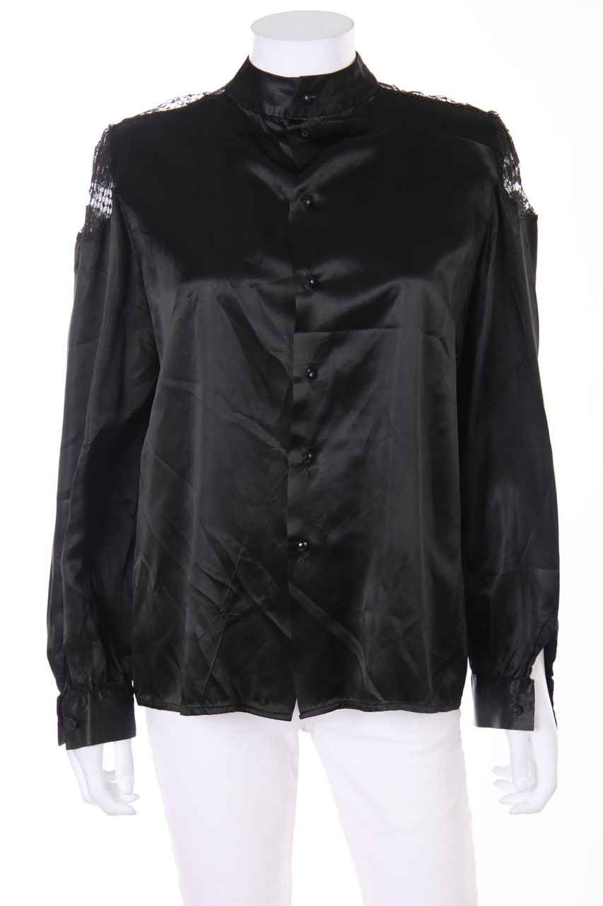 Ohne Label - Bluse mit Spitzen-Einsatz - XL