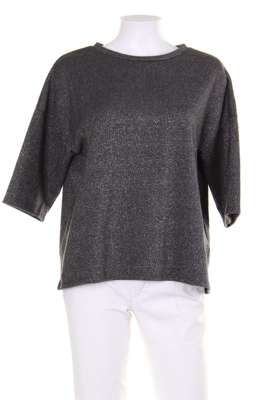 ZARA TRF - Oversize-Strick-Pullover mit Metallic-Effekt - M