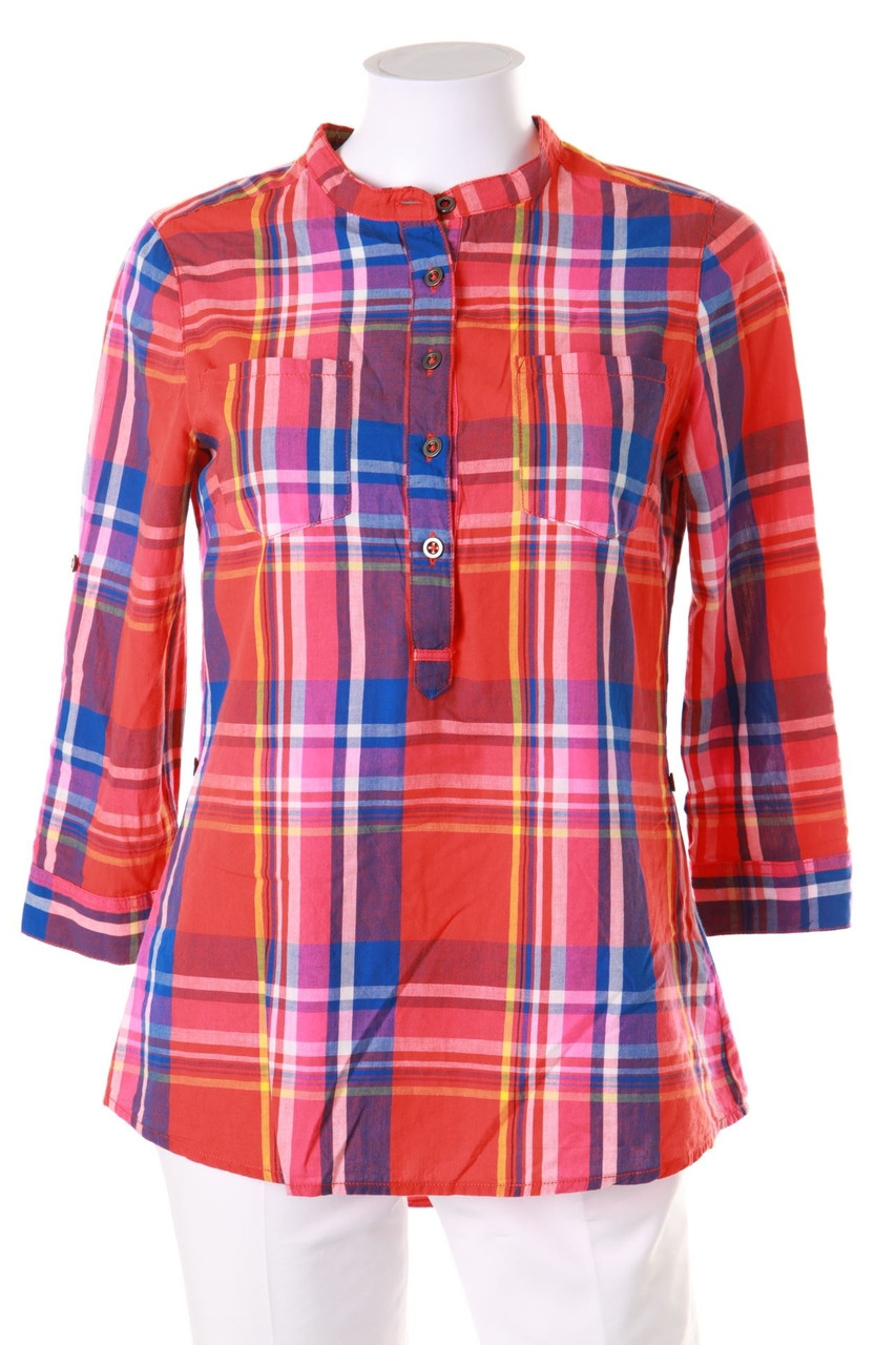 Ohne Label - Hemd-Bluse mit 3/4-Ärmel mit Karo-Muster - M