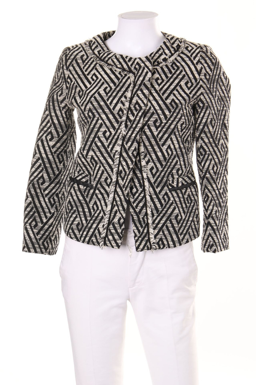 Sfera - Muster-Blazer-Jacke mit Fransen - S