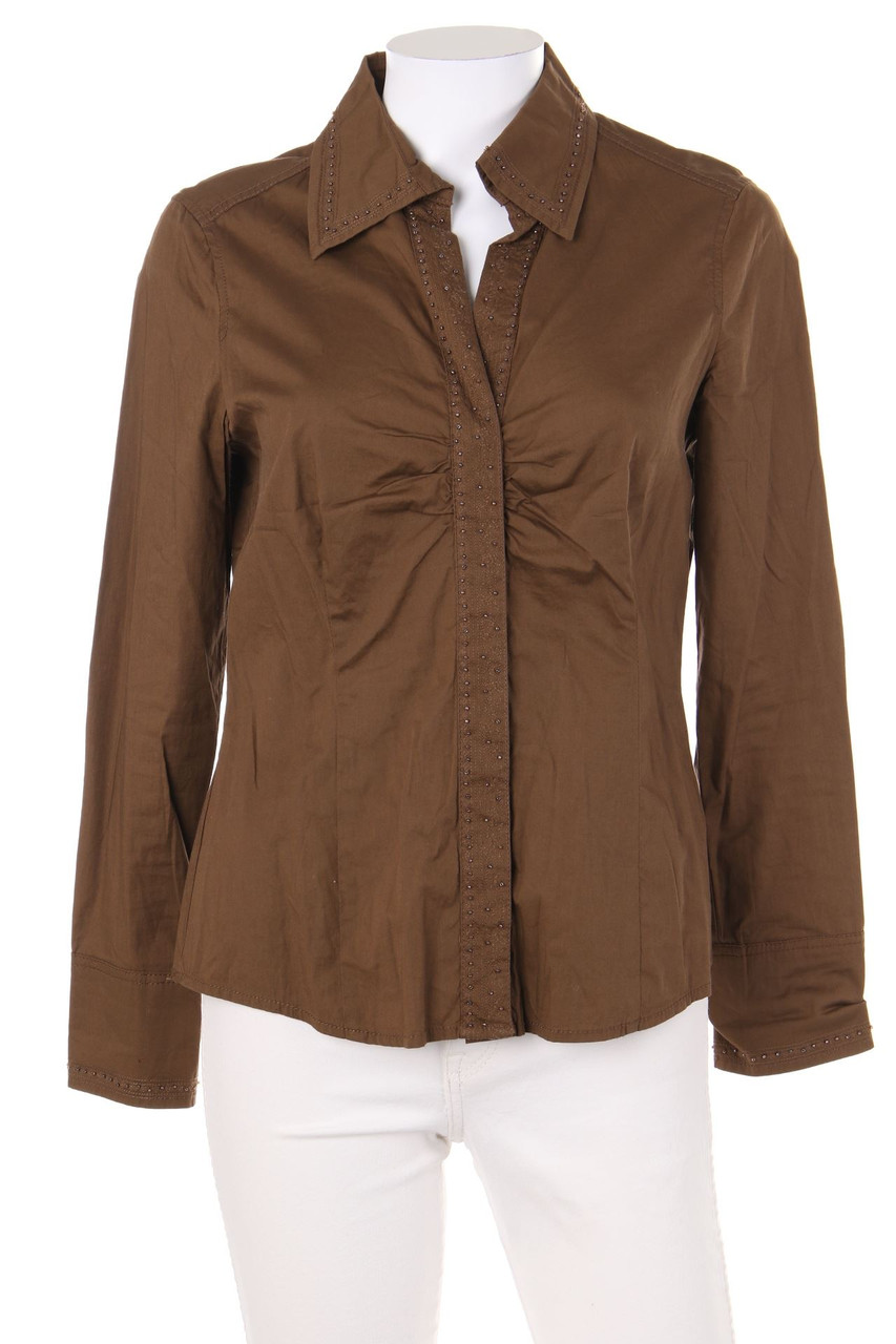 ESPRIT - Hemd-Bluse mit Schmuckstein-Applikation mit Stickereien - M