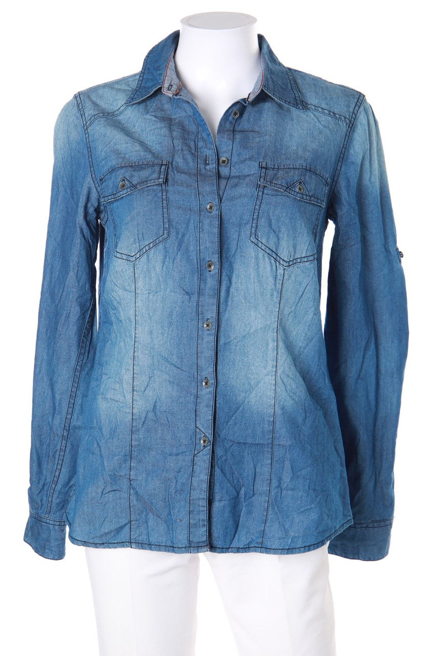 s.Oliver - Bluse aus Baumwolle in Denim-Optik - D 36