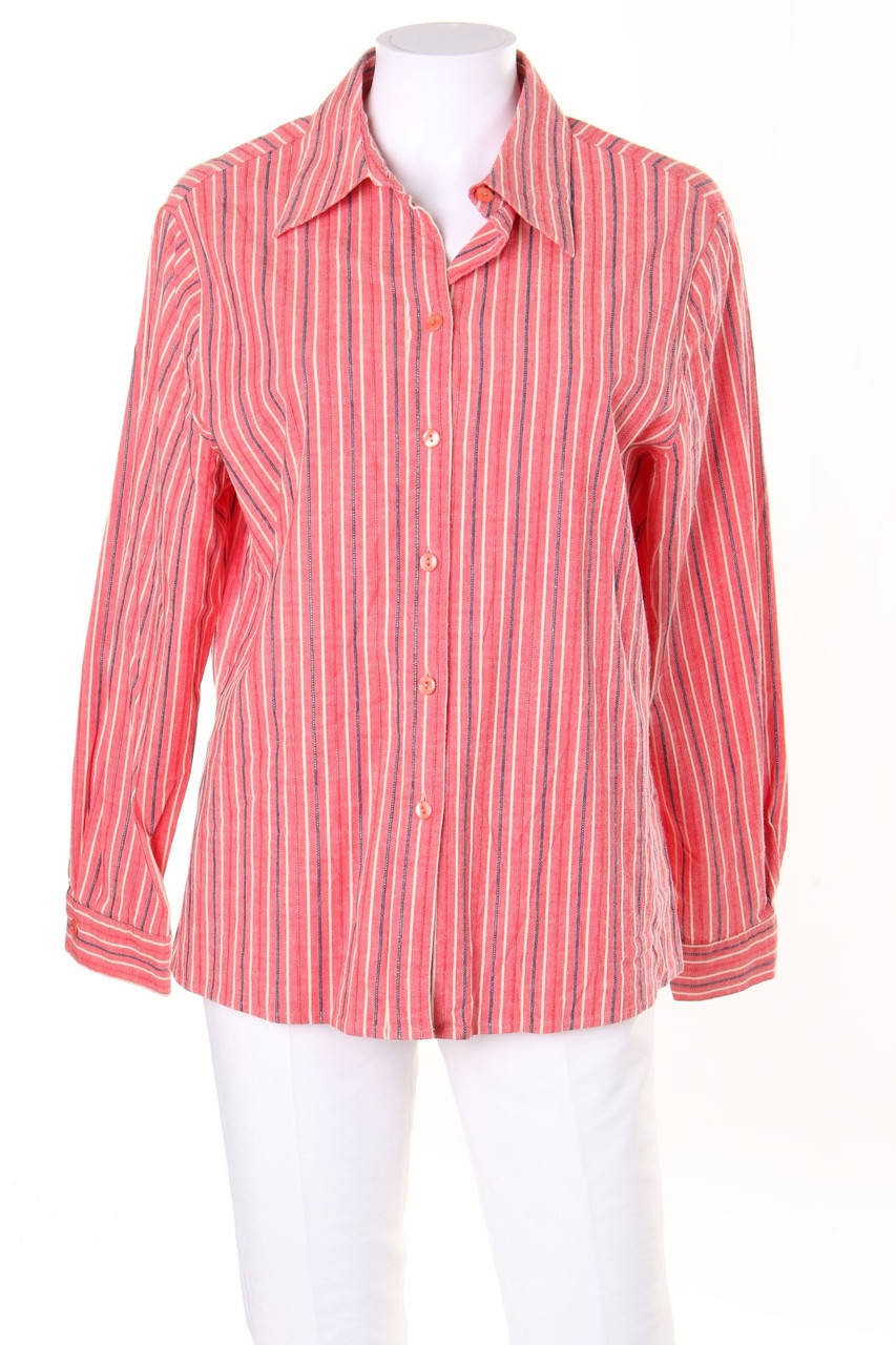 Ohne Label - Glitzer-Streifen-Hemd-Bluse mit Stretch - D 42-44