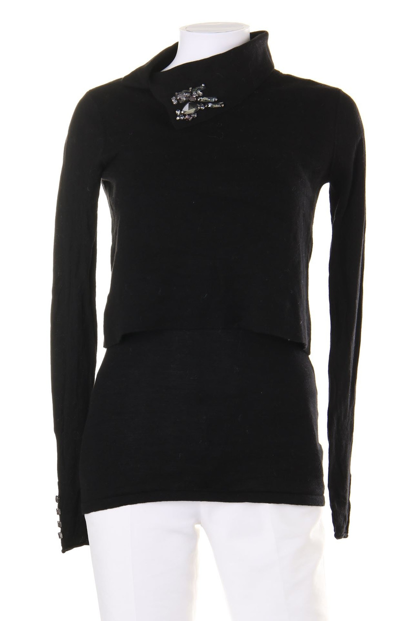 rick cardona - Strick-Pullover im Layer Look mit Schmuckstein-Applikation - D 34