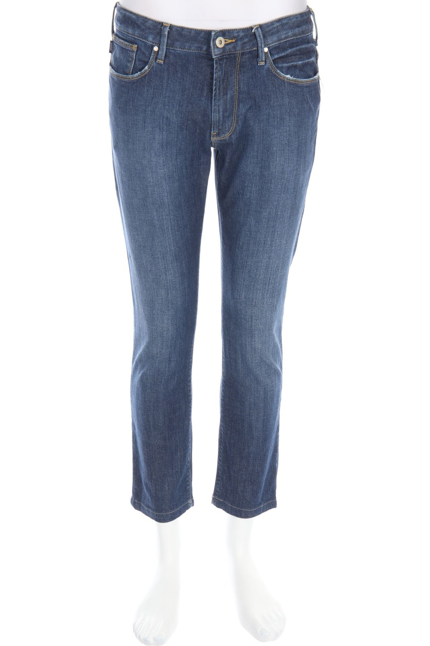 ARMANI JEANS - Used Look Straight Cut Jeans mit Logo-Patch - W31