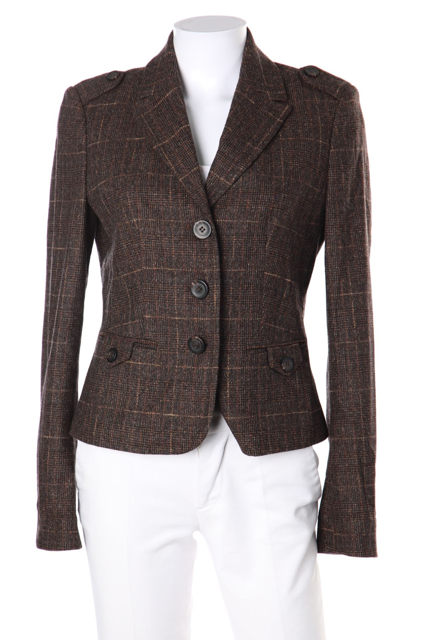 UNITED COLORS OF BENETTON - Karo-Blazer aus Woll-Mix mit Seide - D 42