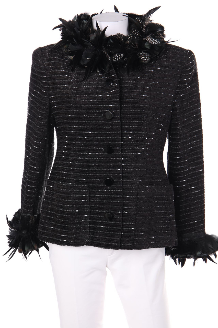 WALTER GROSS ZURICH - Glitzer-Jacke mit Federn - D 38-40