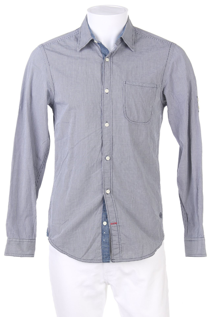 s.Oliver - kariertes Hemd aus Baumwolle mit Krempel-Ärmeln - S