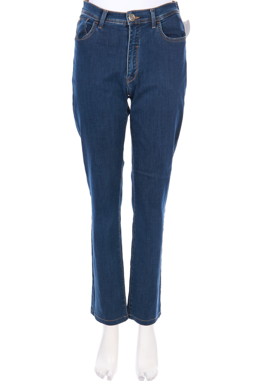 TRU TRUSSARDI - Dark Denim Straight Cut Jeans mit Logo-Applikation mit Strass-Steinen - W28