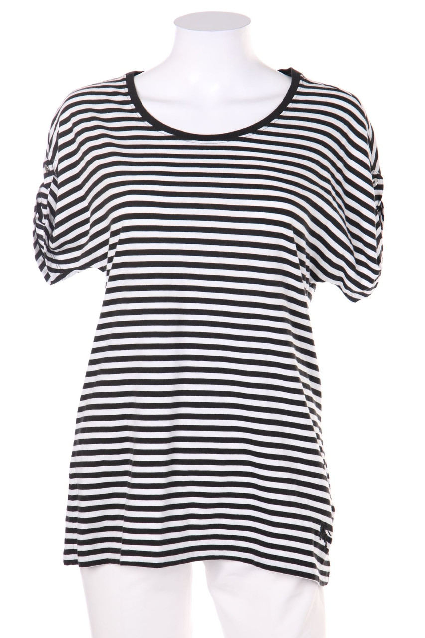 BURBERRY BRIT - Streifen-Batwing-Shirt mit Krempel-Ärmeln mit Logo-Stickerei - S