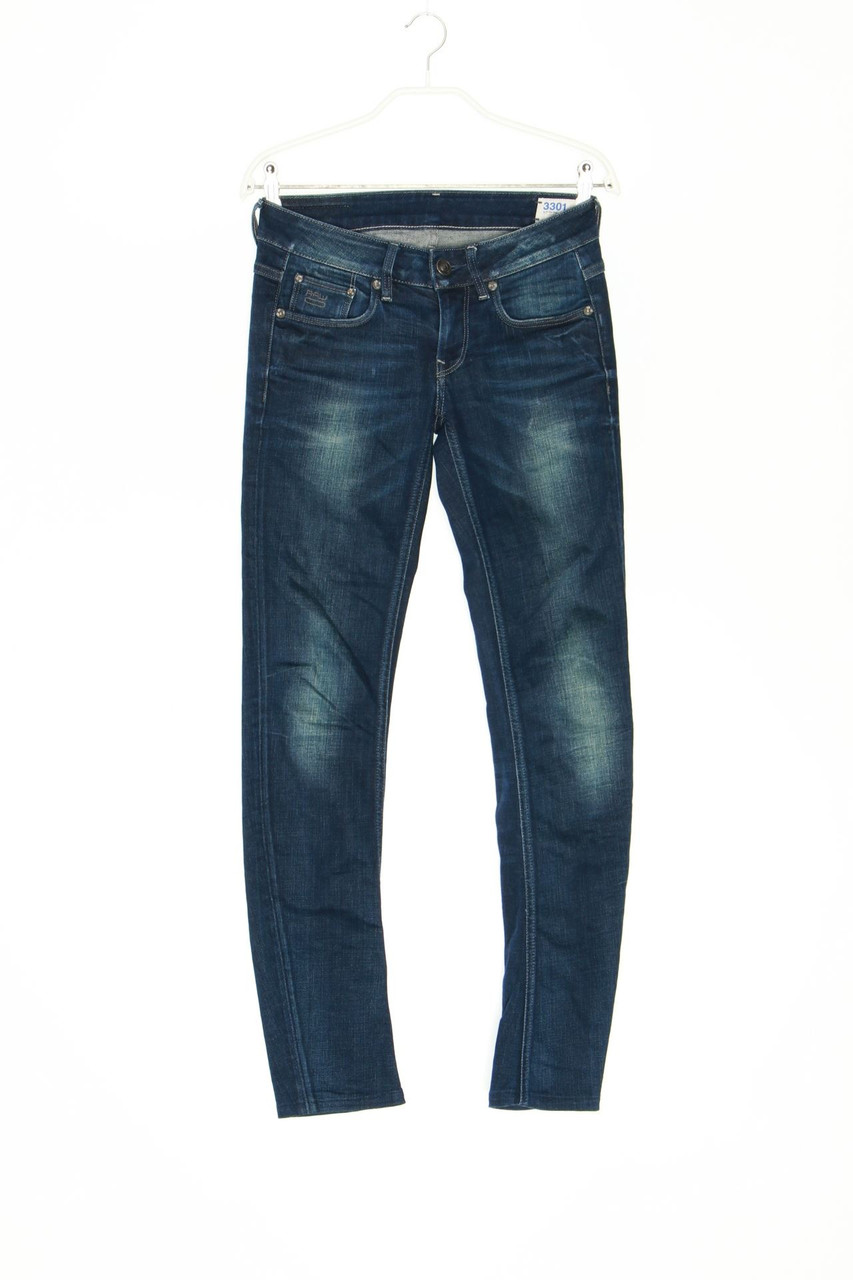 G-STAR RAW 3301 Denim - Used Look Skinny-Jeans mit Logo-Patch - W27