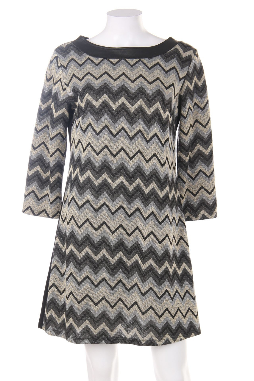 Ohne Label - Muster-Strickkleid mit Metallic-Effekt - D 40