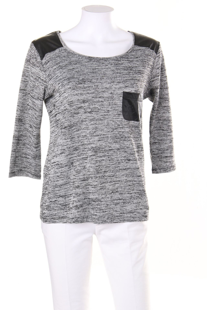 Ohne Label - 3/4-Arm-Shirt mit Kunstleder-Details - S