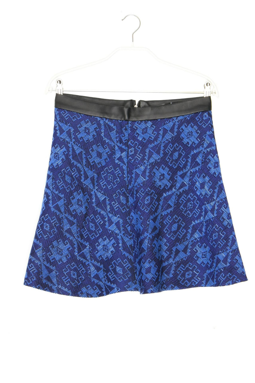 ZARA WOMAN - Muster-Minirock mit Kunstleder-Details - M