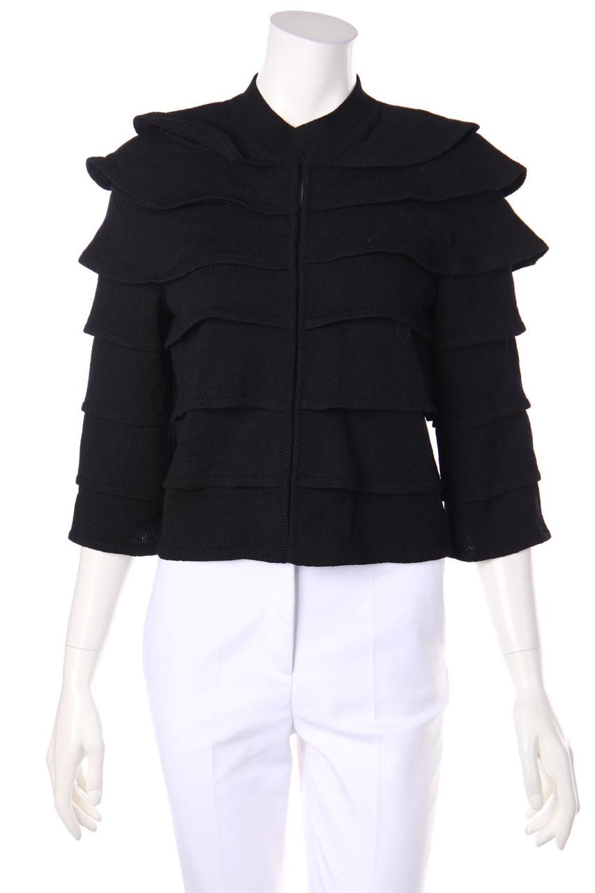 TERANI COUTURE - Cardigan aus Woll-Mix mit Volants - D 38