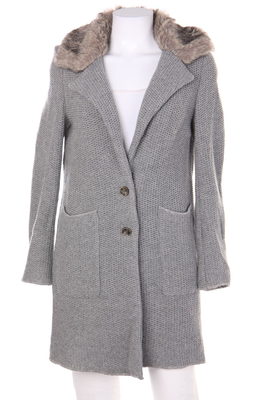 CHANGE BY White Label - Cardigan aus Woll-Mix mit Faux Fur-Kragen - D 38
