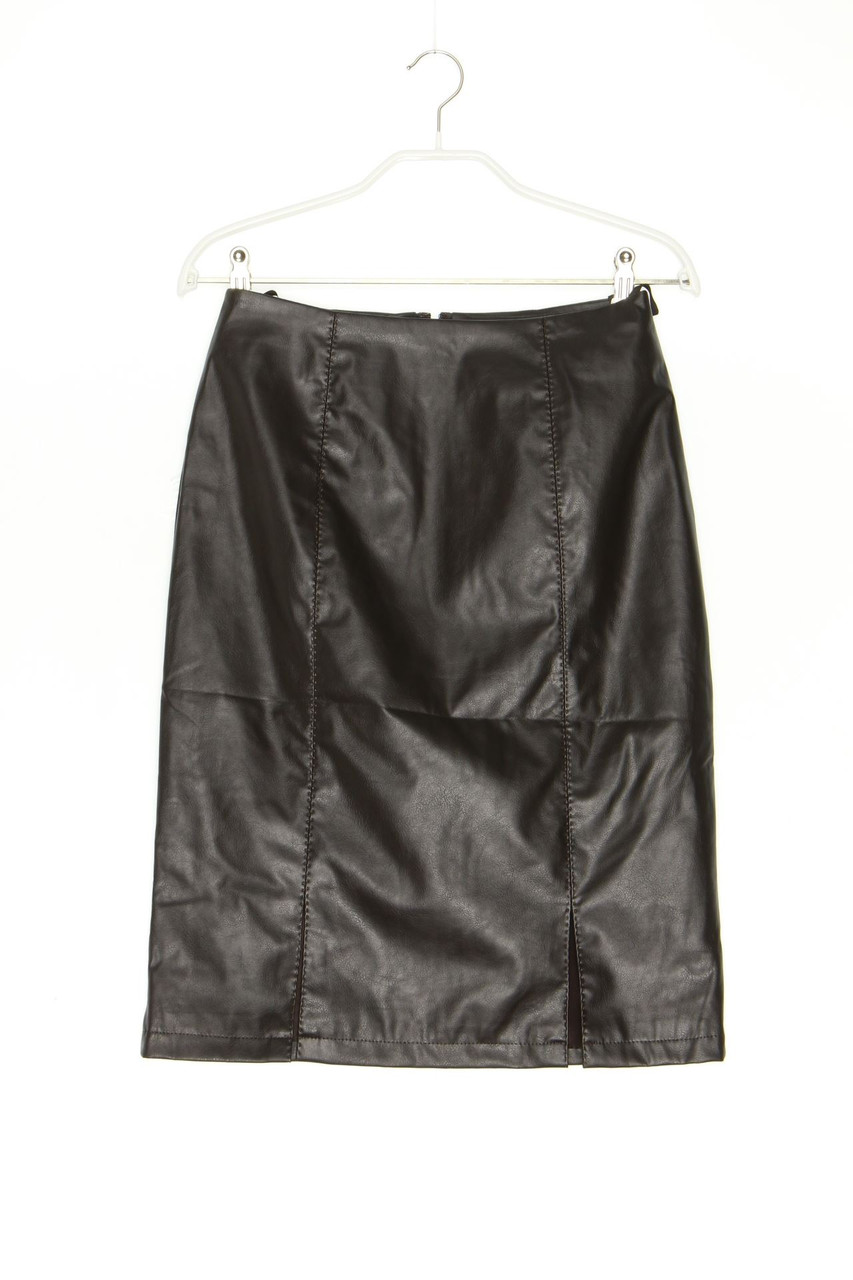 SECONDHAND - Faux Leather-Rock mit Schlitz - D 34