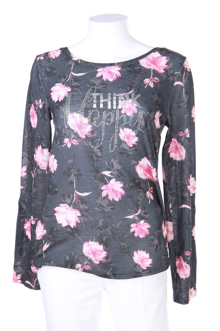 JEAN PASCALE - Longsleeve-Shirt mit Print mit Strass-Steinen - S