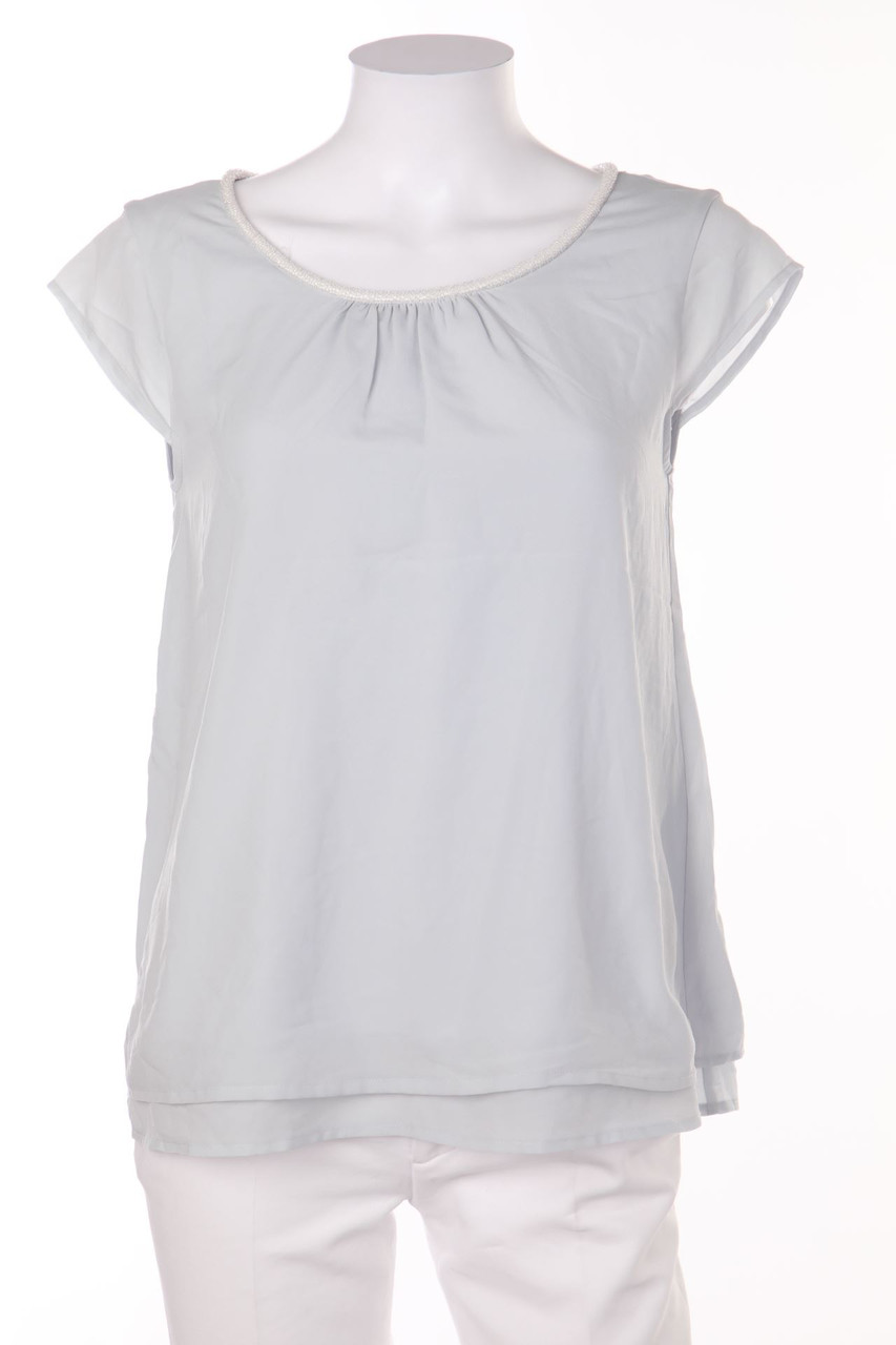 s.Oliver - Kurzarm-Bluse mit Schmuckstein-Applikation - D 38