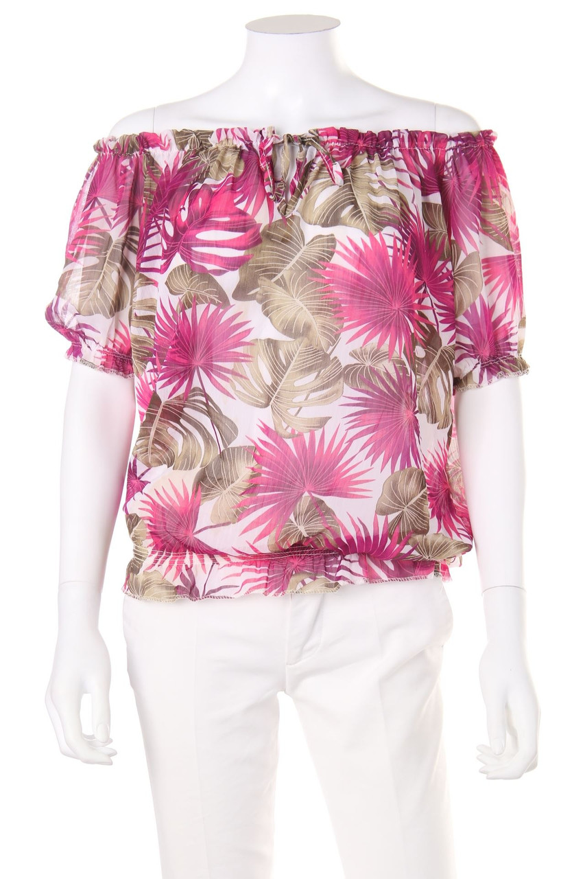 Ohne Label - Carmen-Bluse mit floralem Muster - D 40