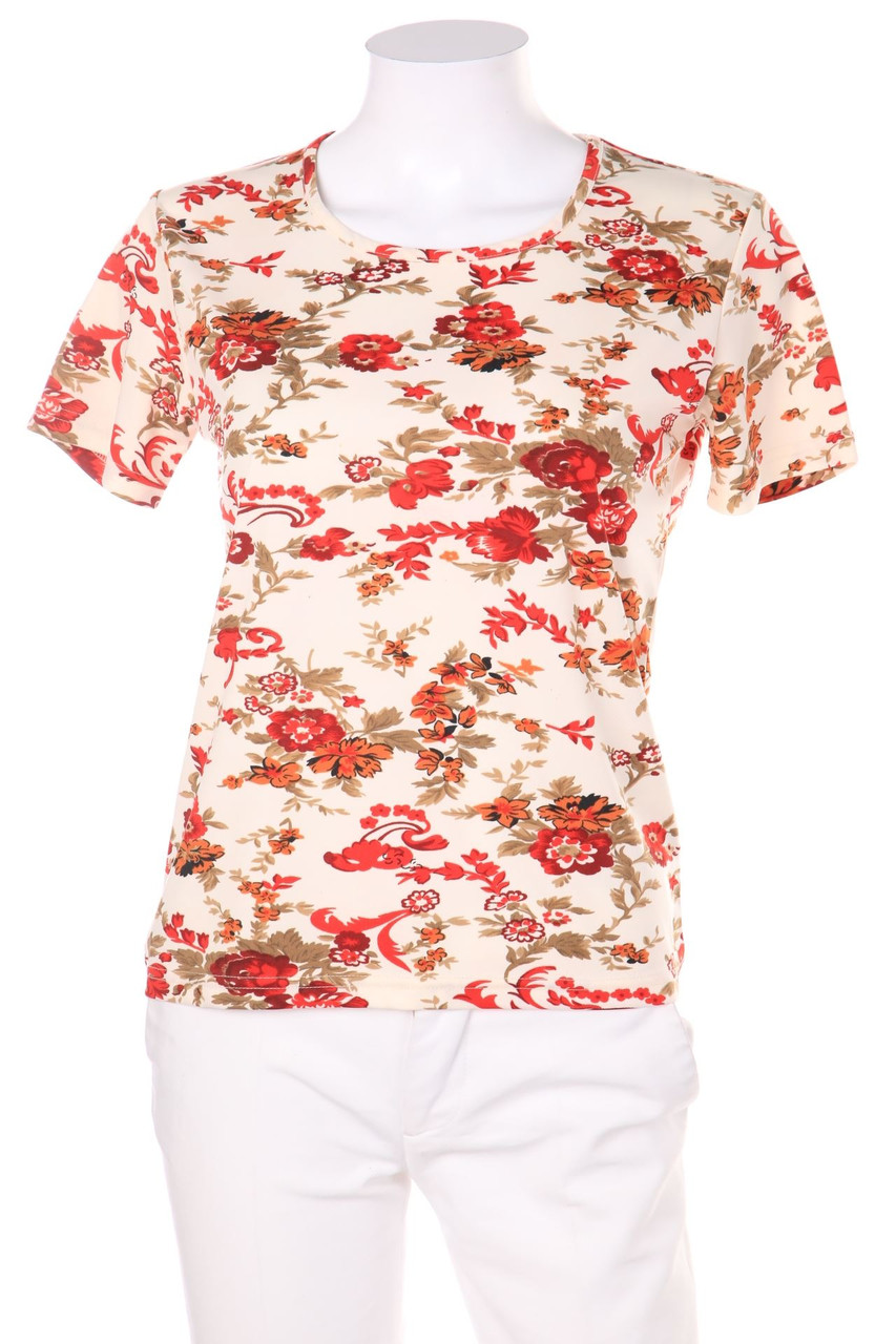 Ohne Label - Kurzarm-Shirt mit floralem Muster - M