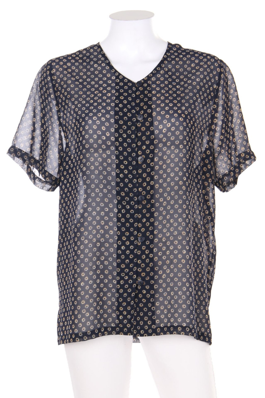 SECONDHAND - Kurzarm-Bluse mit Print - XXL