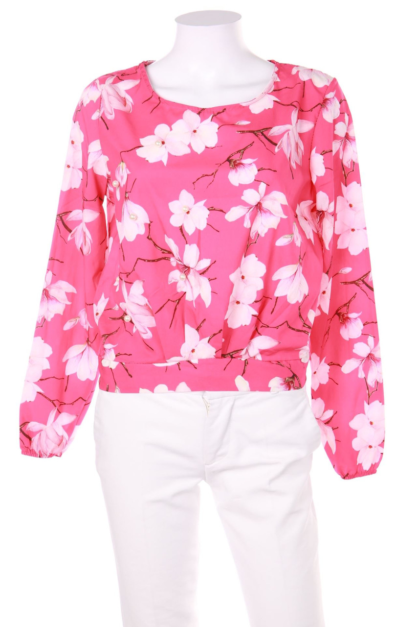 Ohne Label - Bluse mit floralem Muster mit Perlen - D 38-40