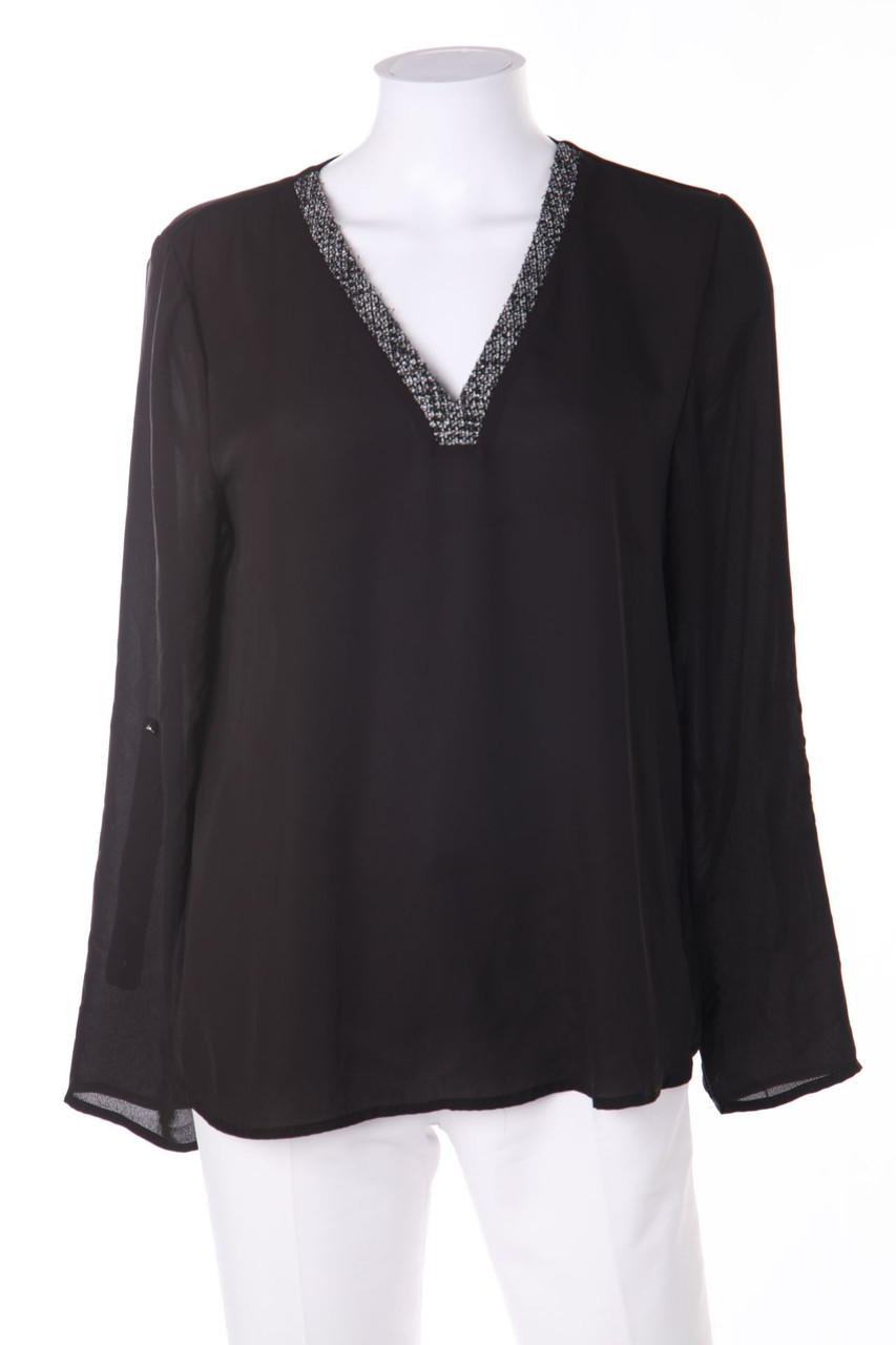 Best Mountain - Tunika-Bluse aus Crêpe mit Krempel-Ärmeln - M