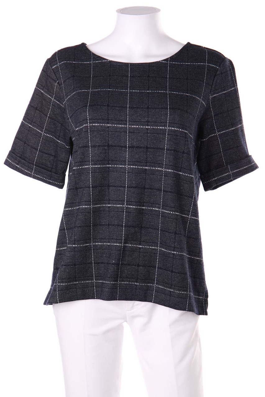 OPUS - Strick-Pullover aus Viskose-Mix mit Karo-Muster - D 38