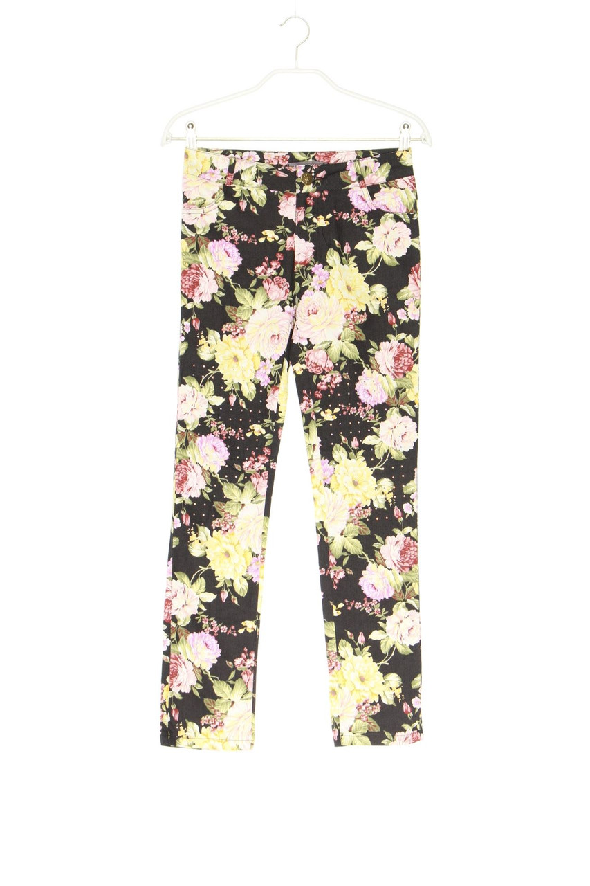 VINCEOTTO - Hose mit floralem Muster mit Schmuckstein-Applikation - D 36-38