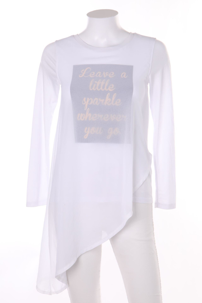 SECONDHAND - Longsleeve-Shirt im Layer Look mit Statement-Print - D 34