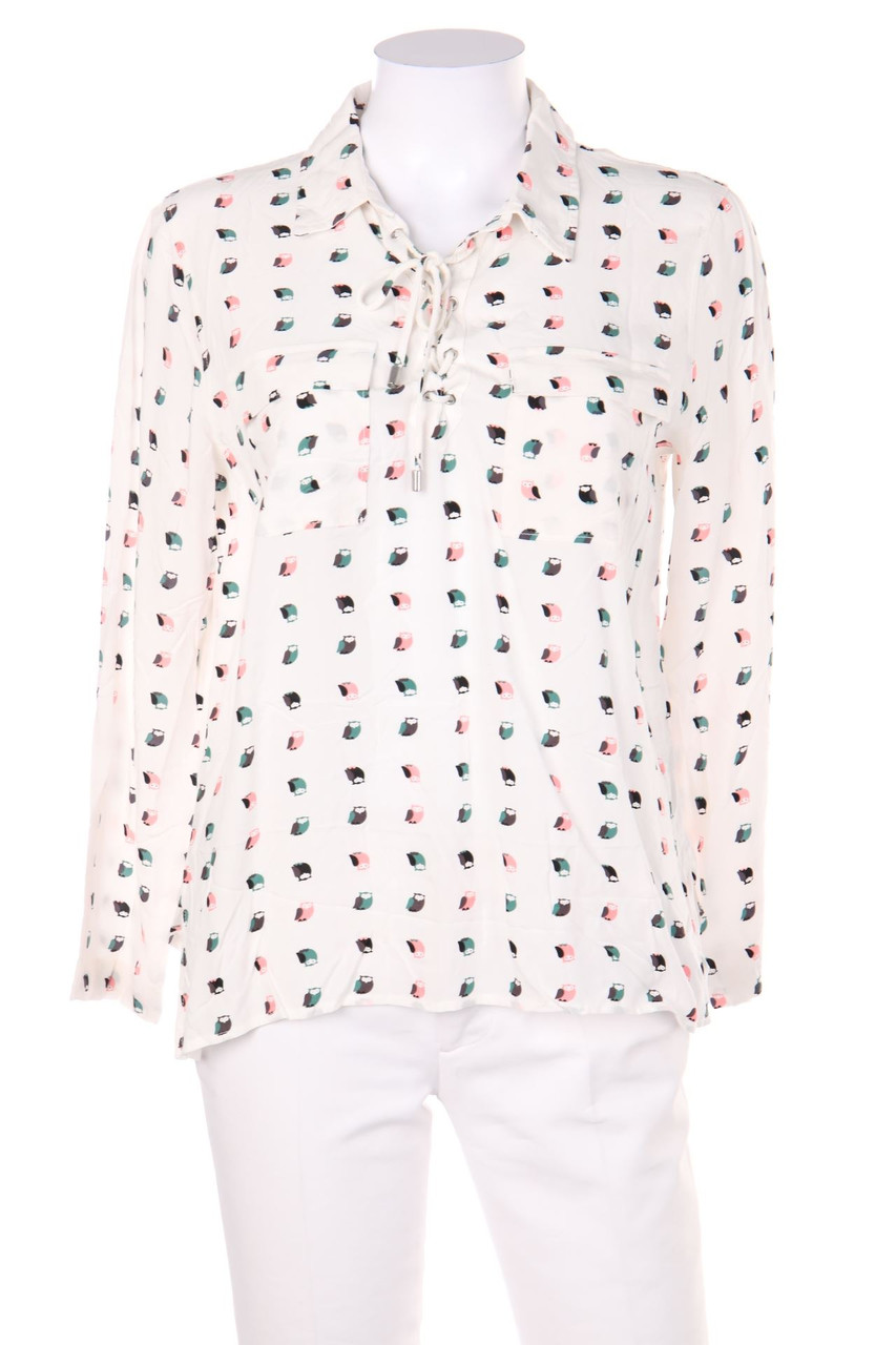 MANGO - Print-Bluse mit Schnürung - S