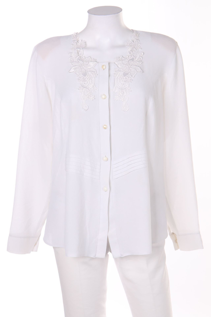 VINTAGE - Bluse mit Spitzen-Einsatz - XL