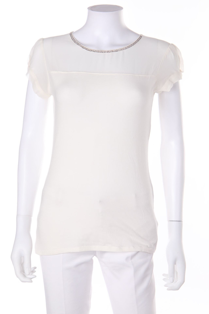 EXPRESS - Kurzarm-Bluse mit Strass-Steinen - S