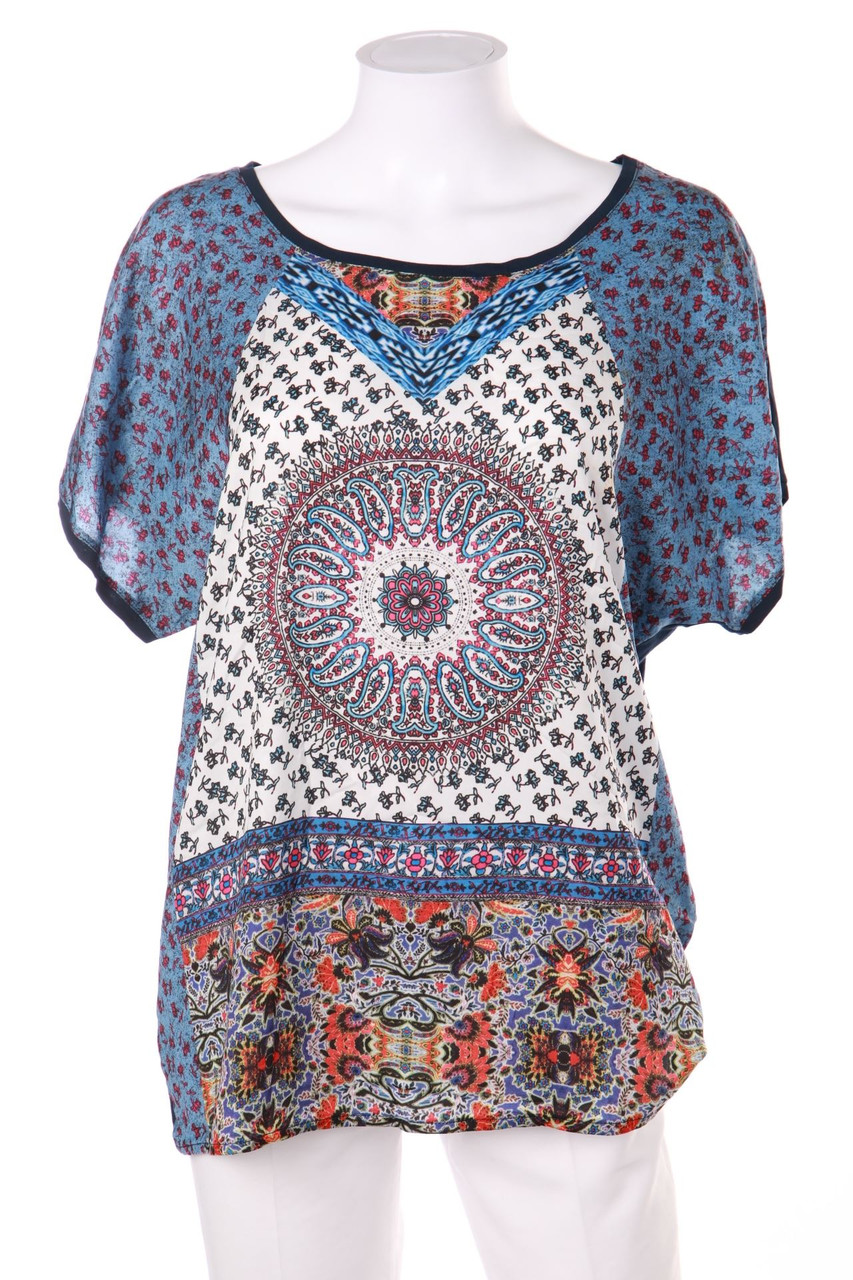 LAURA KENT - Kurzarm-Bluse mit Muster mit Batwing-Ärmeln - D 42