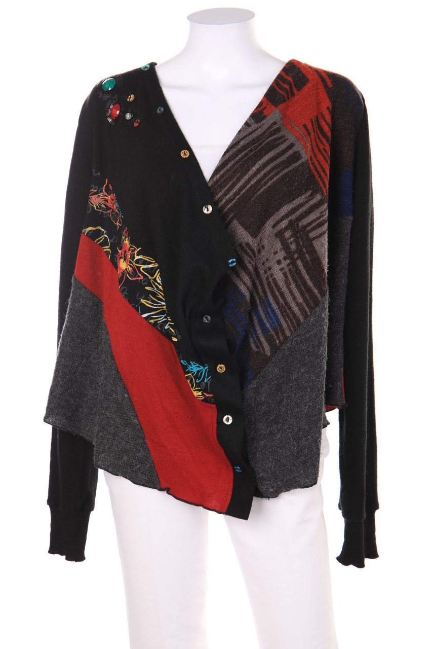 101 IDEES - Cardigan mit Schmuck-Knöpfen mit Pailletten - M