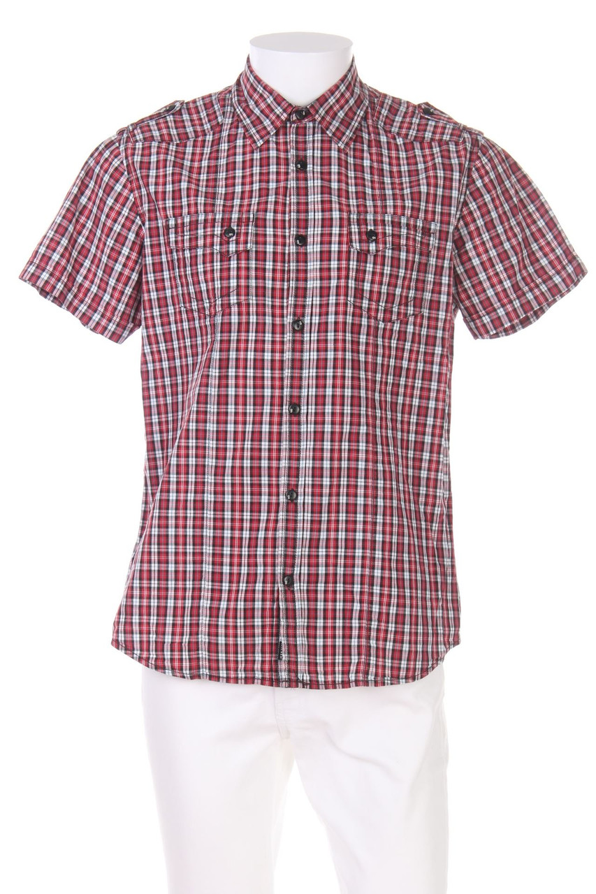 URBAN DISTRICT by C&A - Kurzarm-Hemd mit Karo-Muster mit Riegeln - M