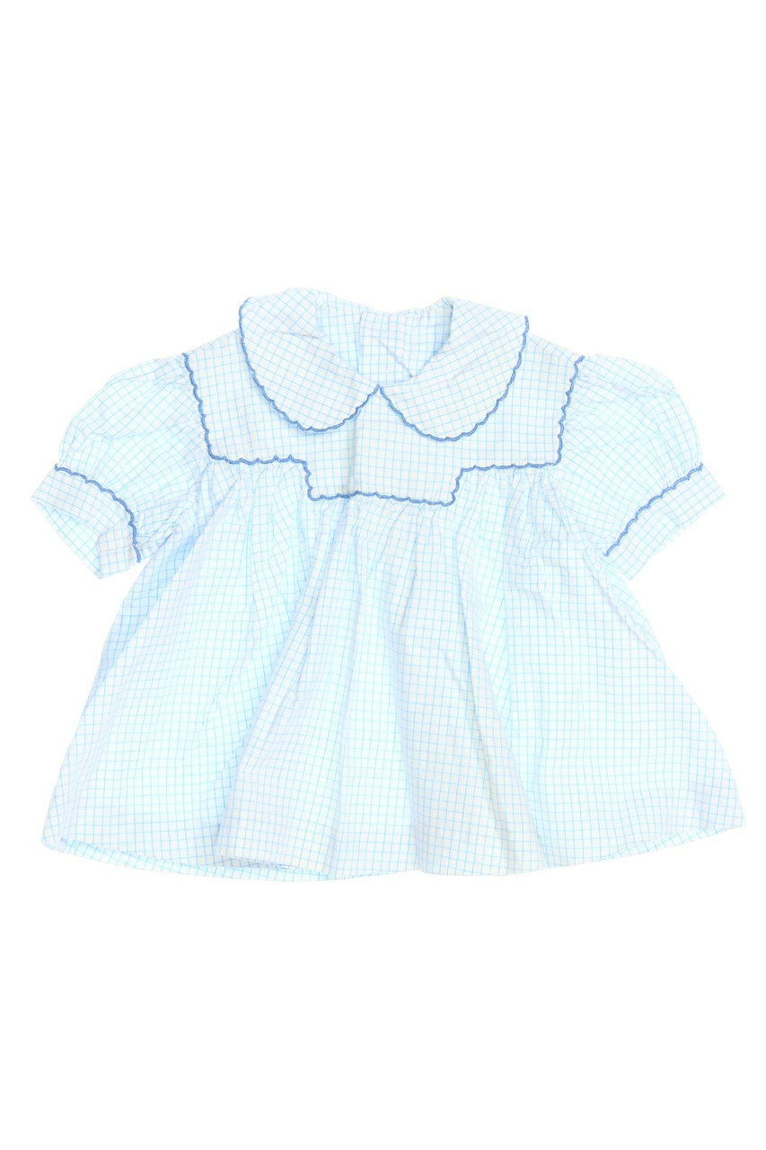 Ohne Label - Vintage-Karo-Bluse mit Puffärmeln - 80