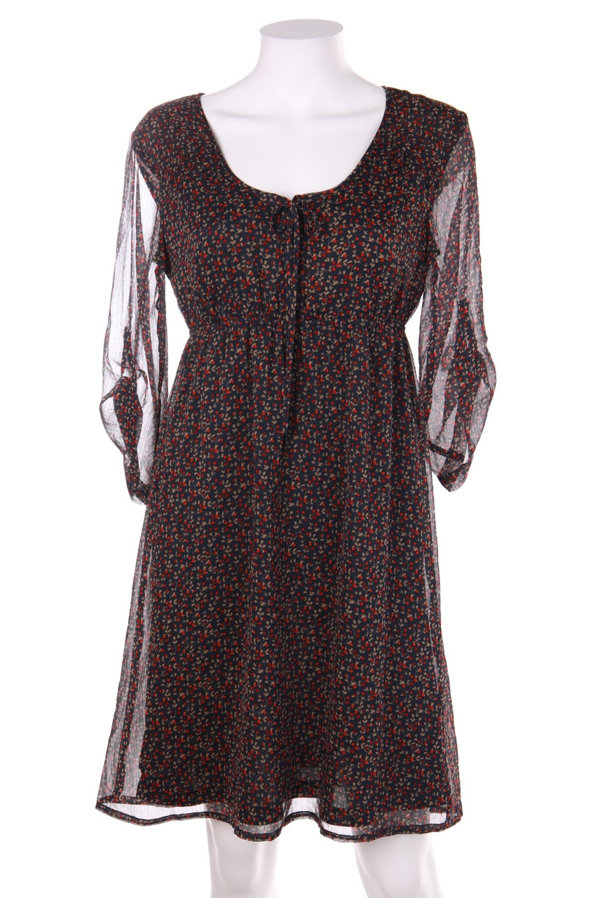 s.Oliver - Kleid mit floralem Muster mit Krempel-Ärmeln - D 36